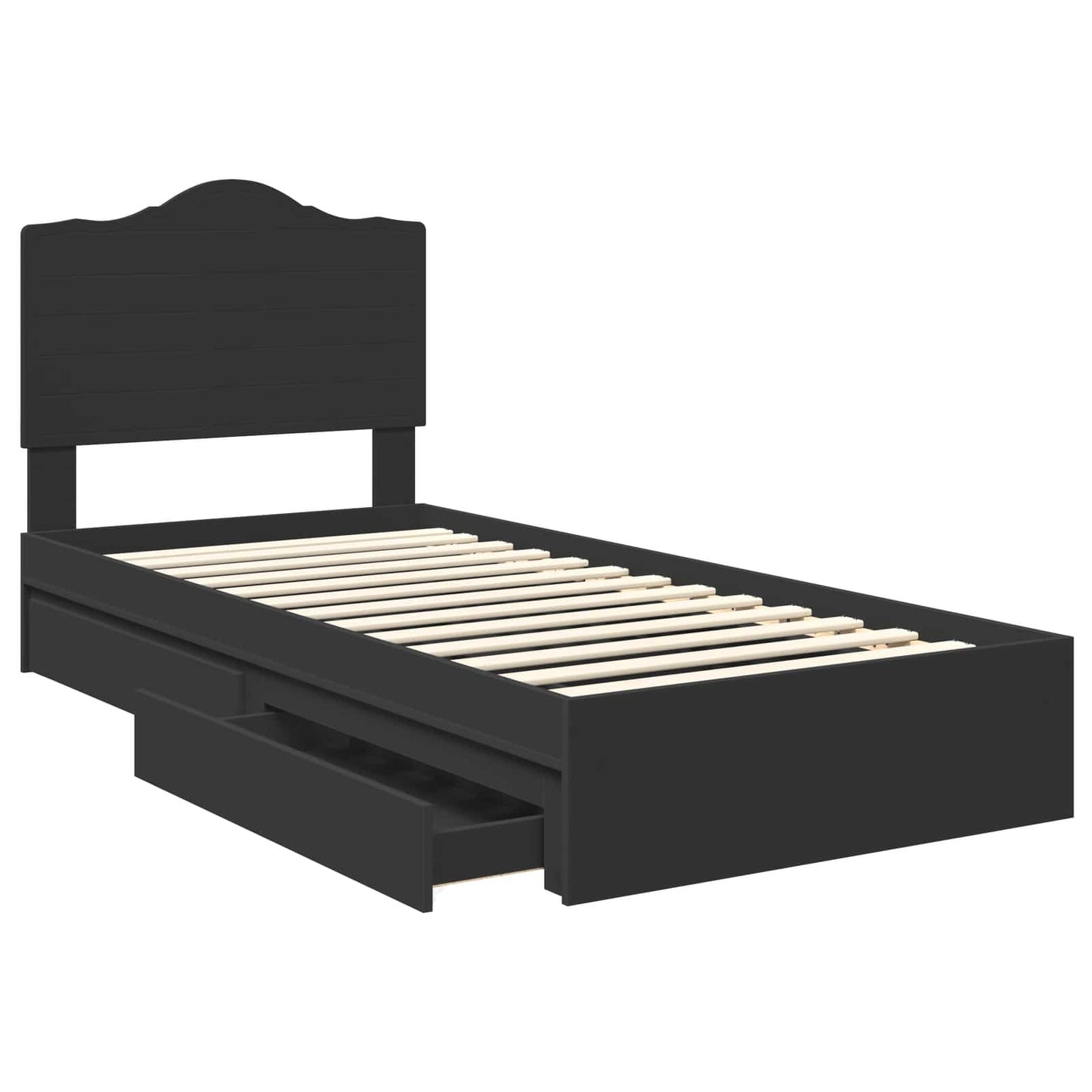 vidaXL Storage Bed with Drawer Black 90 x 190 cm Engineered Wood 5