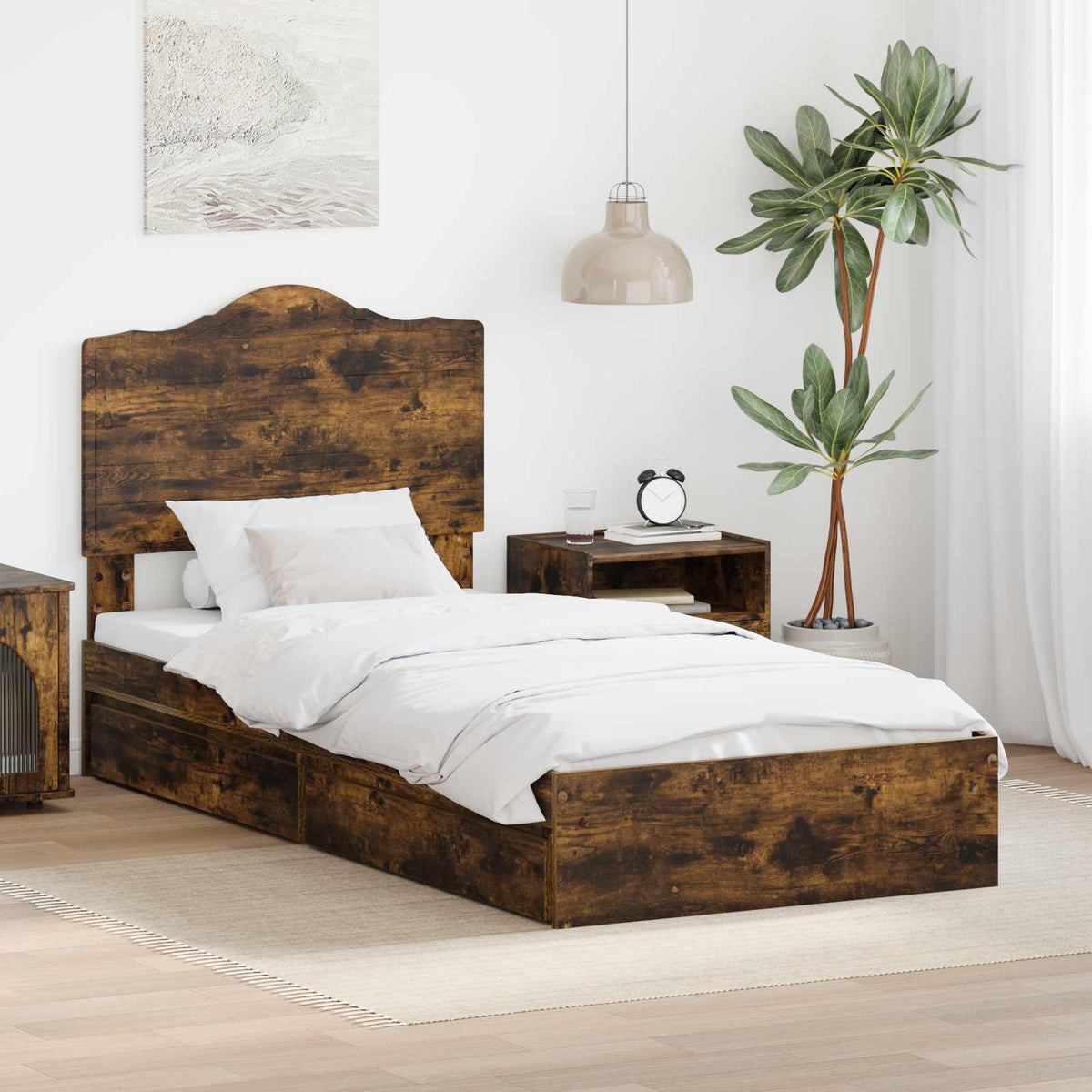 vidaXL Storage Bed with Drawer Engineered Wood Length 190 cm