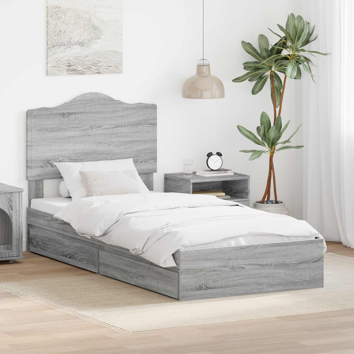 vidaXL Storage Bed with Drawer Engineered Wood Length 190 cm