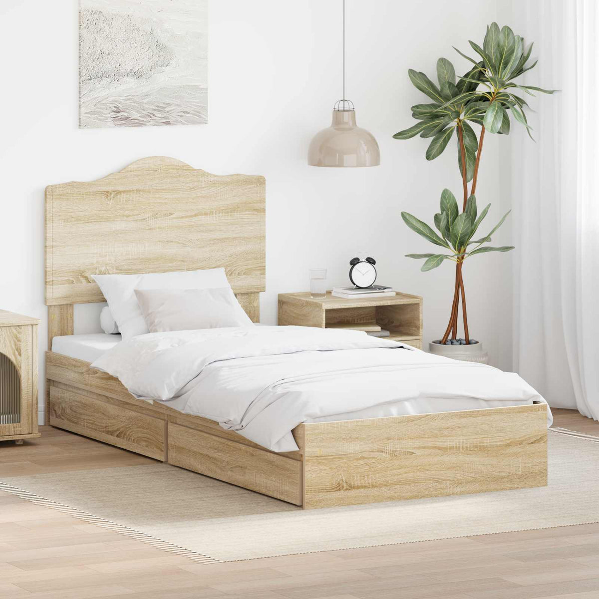 vidaXL Storage Bed with Drawer Engineered Wood Length 190 cm