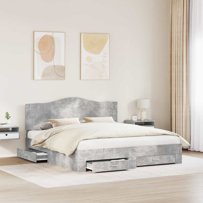 vidaXL Bed Frame Concrete Grey 180 x 200 cm Engineered Wood 3