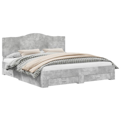 vidaXL Bed Frame Concrete Grey 180 x 200 cm Engineered Wood 2