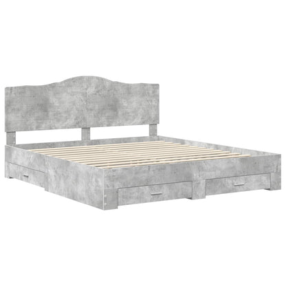 vidaXL Bed Frame Concrete Grey 180 x 200 cm Engineered Wood 4