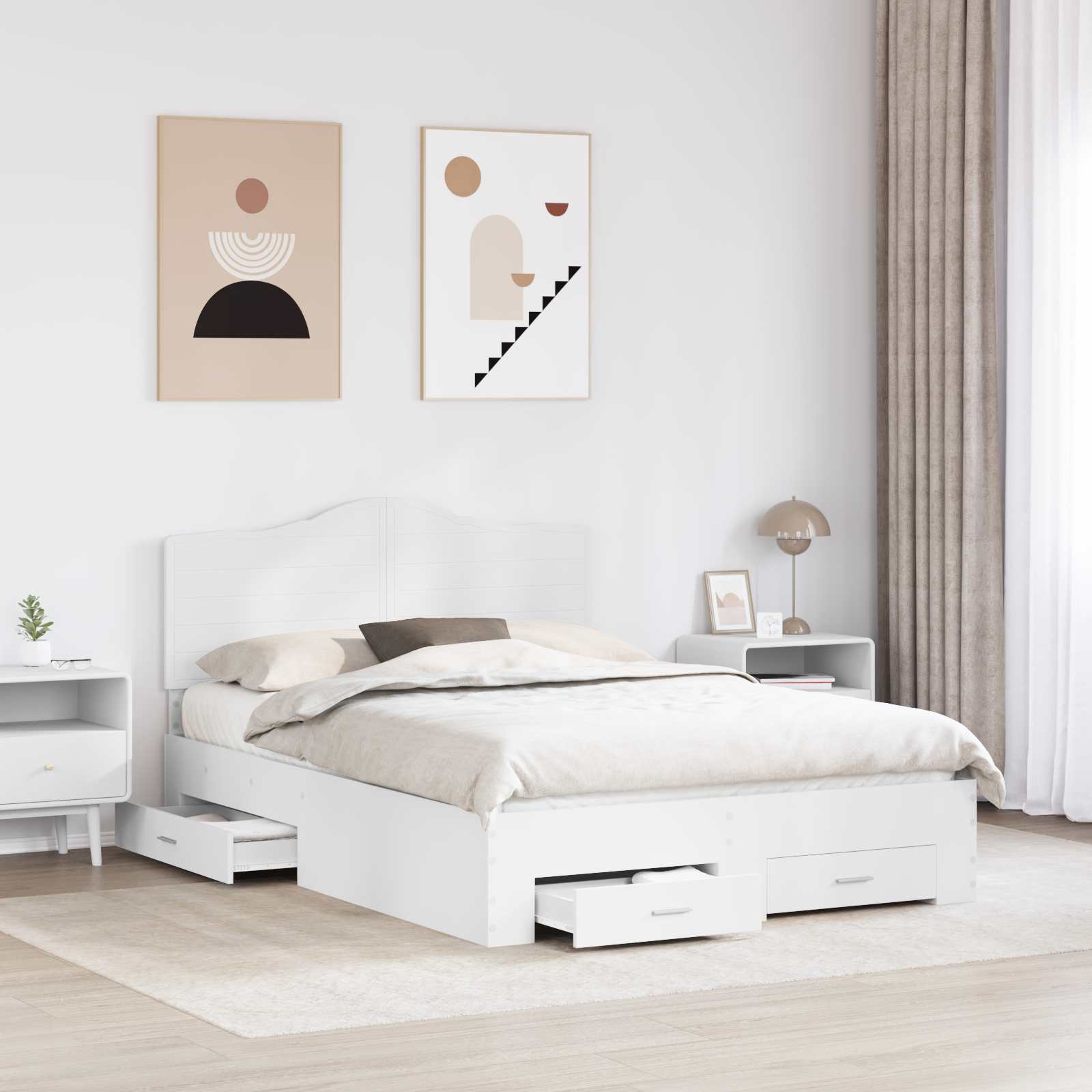 vidaXL Bed Frame with Drawer White 160 x 200 cm Engineered Wood 3