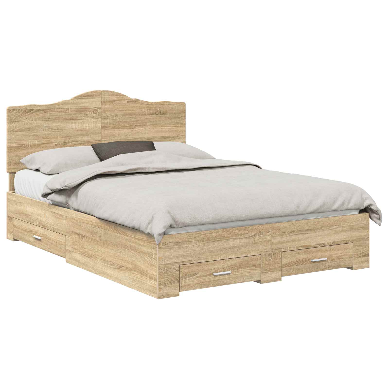 vidaXL Bed Frame with Drawer Sonoma Oak 150 x 200 cm Engineered Wood 2