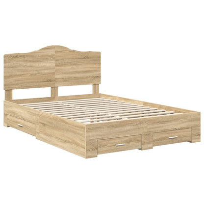 vidaXL Bed Frame with Drawer Sonoma Oak 150 x 200 cm Engineered Wood 4