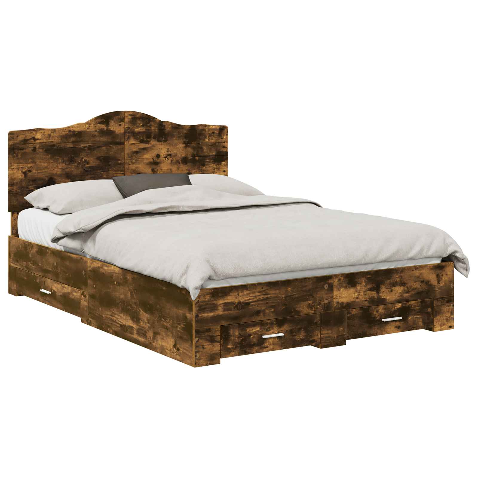 vidaXL Bed Frame with Drawer Smoked Oak 150 x 200 cm Engineered Wood 2