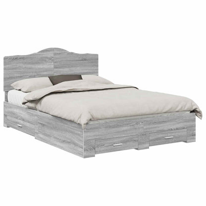 vidaXL Bed Frame with Drawer Grey Sonoma 150 x 200 cm Engineered Wood 2