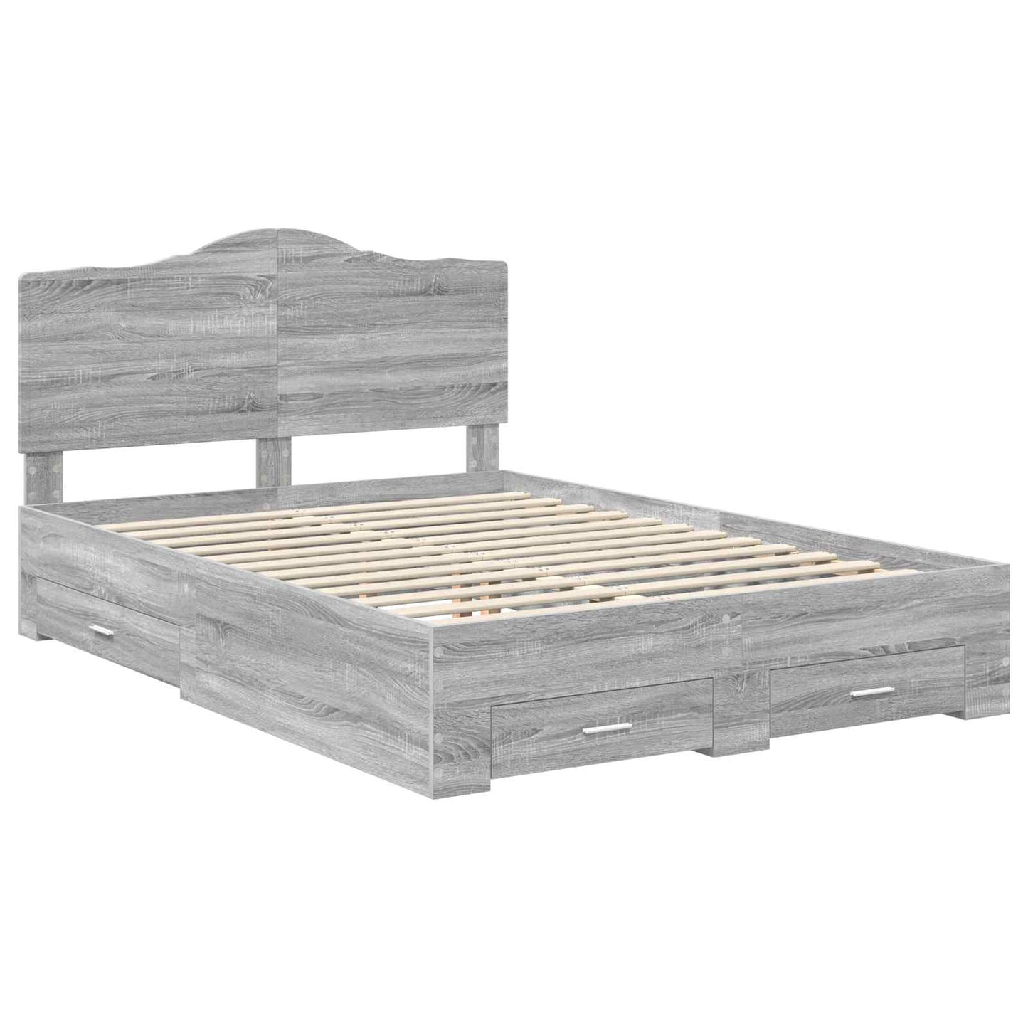 vidaXL Bed Frame with Drawer Grey Sonoma 150 x 200 cm Engineered Wood 4