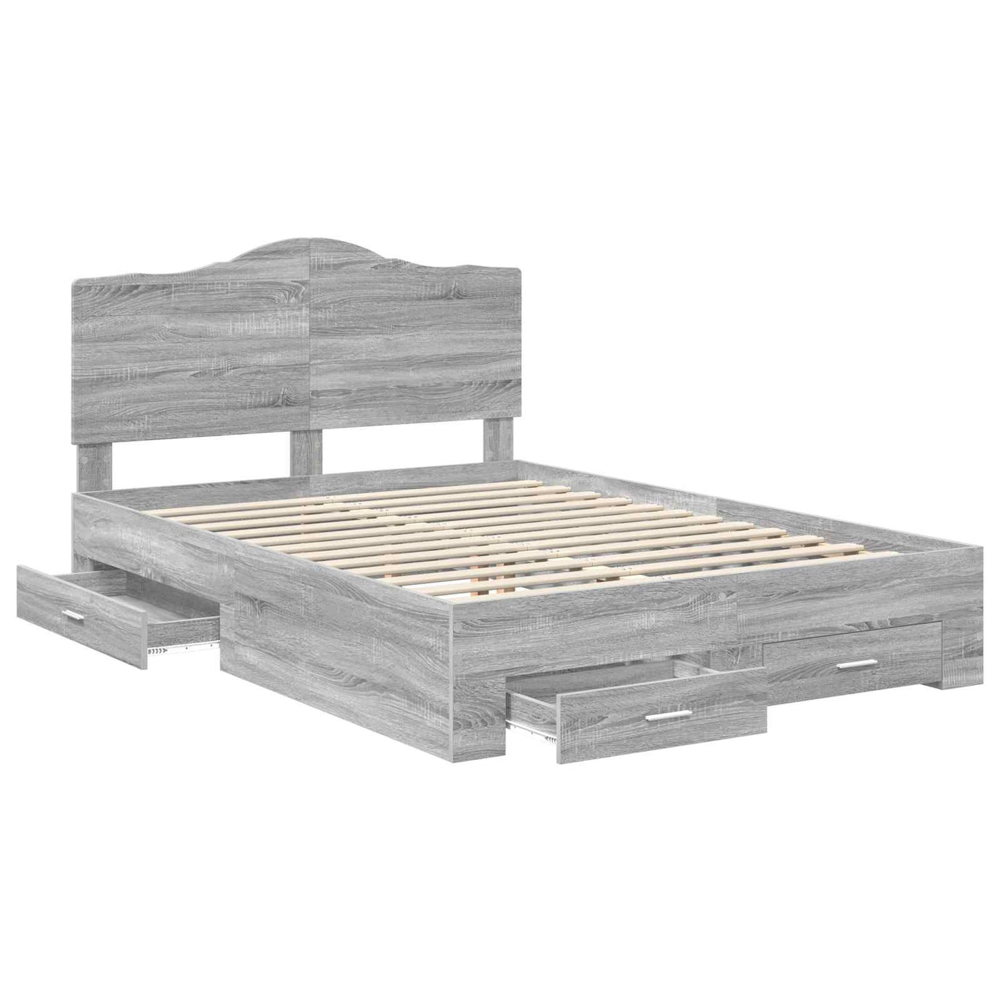 vidaXL Bed Frame with Drawer Grey Sonoma 150 x 200 cm Engineered Wood 5