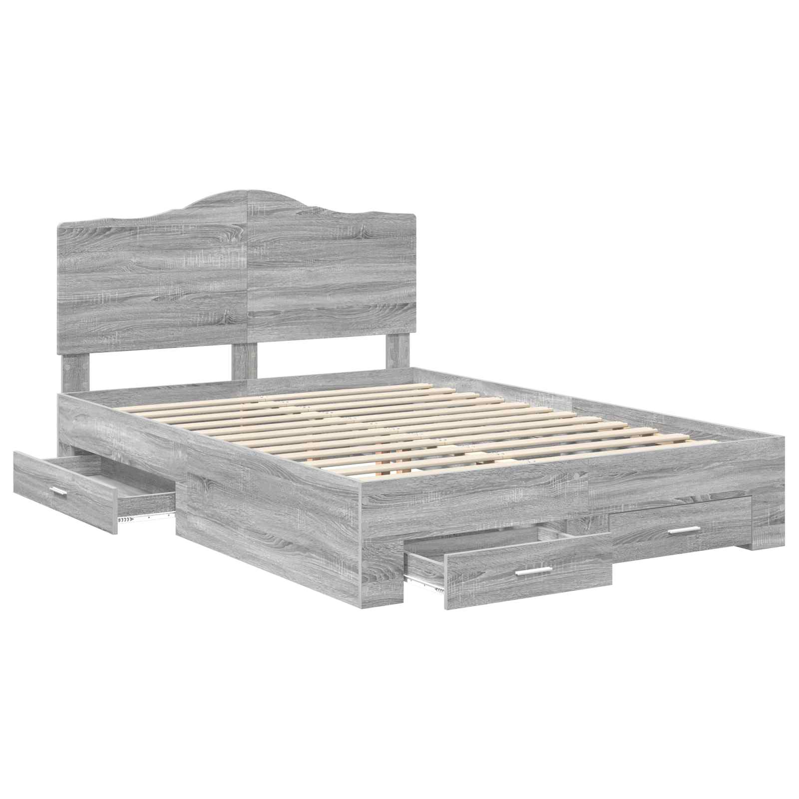 vidaXL Bed Frame with Drawer Grey Sonoma 150 x 200 cm Engineered Wood 5