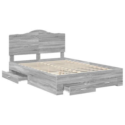 vidaXL Bed Frame with Drawer Grey Sonoma 150 x 200 cm Engineered Wood 5