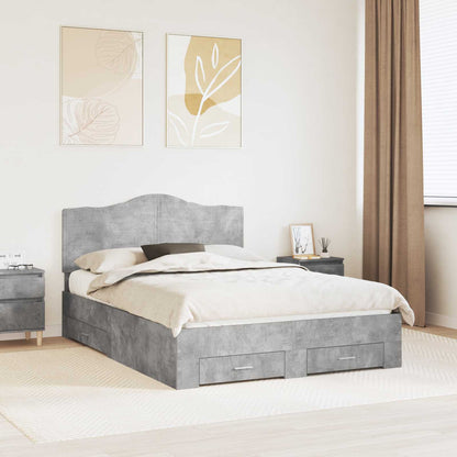 vidaXL Bed Frame Concrete Grey 140 x 190 cm Engineered Wood 1