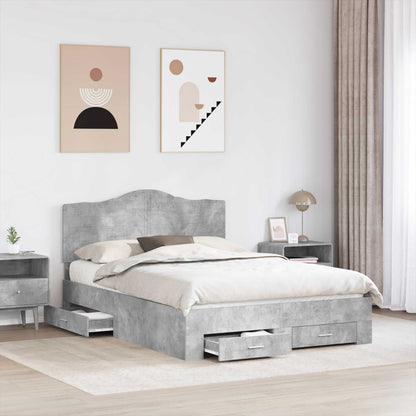 vidaXL Bed Frame Concrete Grey 140 x 190 cm Engineered Wood 3