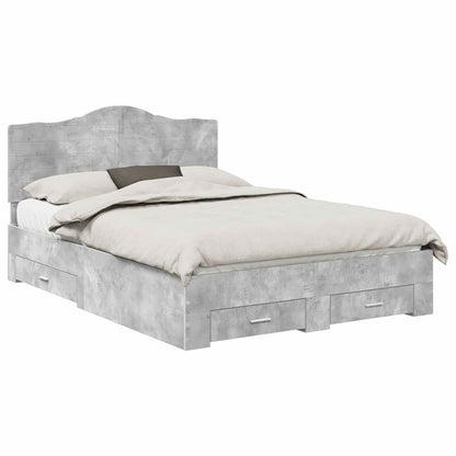 vidaXL Bed Frame Concrete Grey 140 x 190 cm Engineered Wood 2