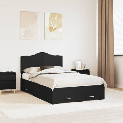vidaXL Bed Frame with Drawer Black 135 x 190 cm Engineered Wood 1