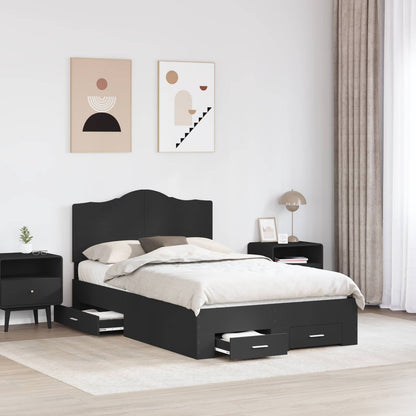 vidaXL Bed Frame with Drawer Black 135 x 190 cm Engineered Wood 3