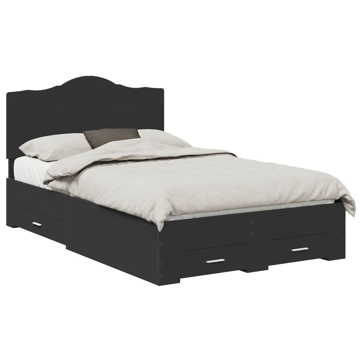 vidaXL Bed Frame with Drawer Black 135 x 190 cm Engineered Wood 2