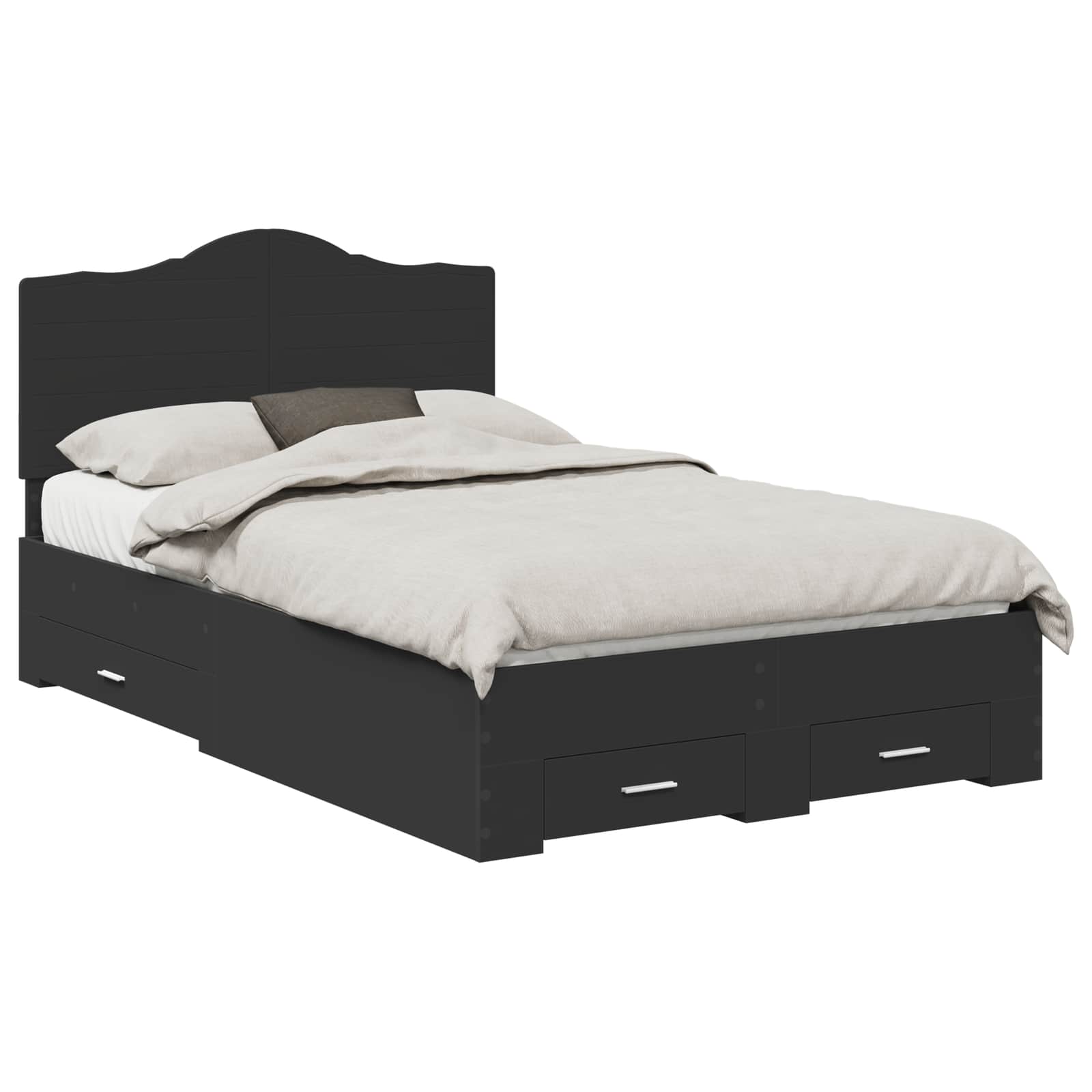vidaXL Bed Frame with Drawer Black 135 x 190 cm Engineered Wood 2