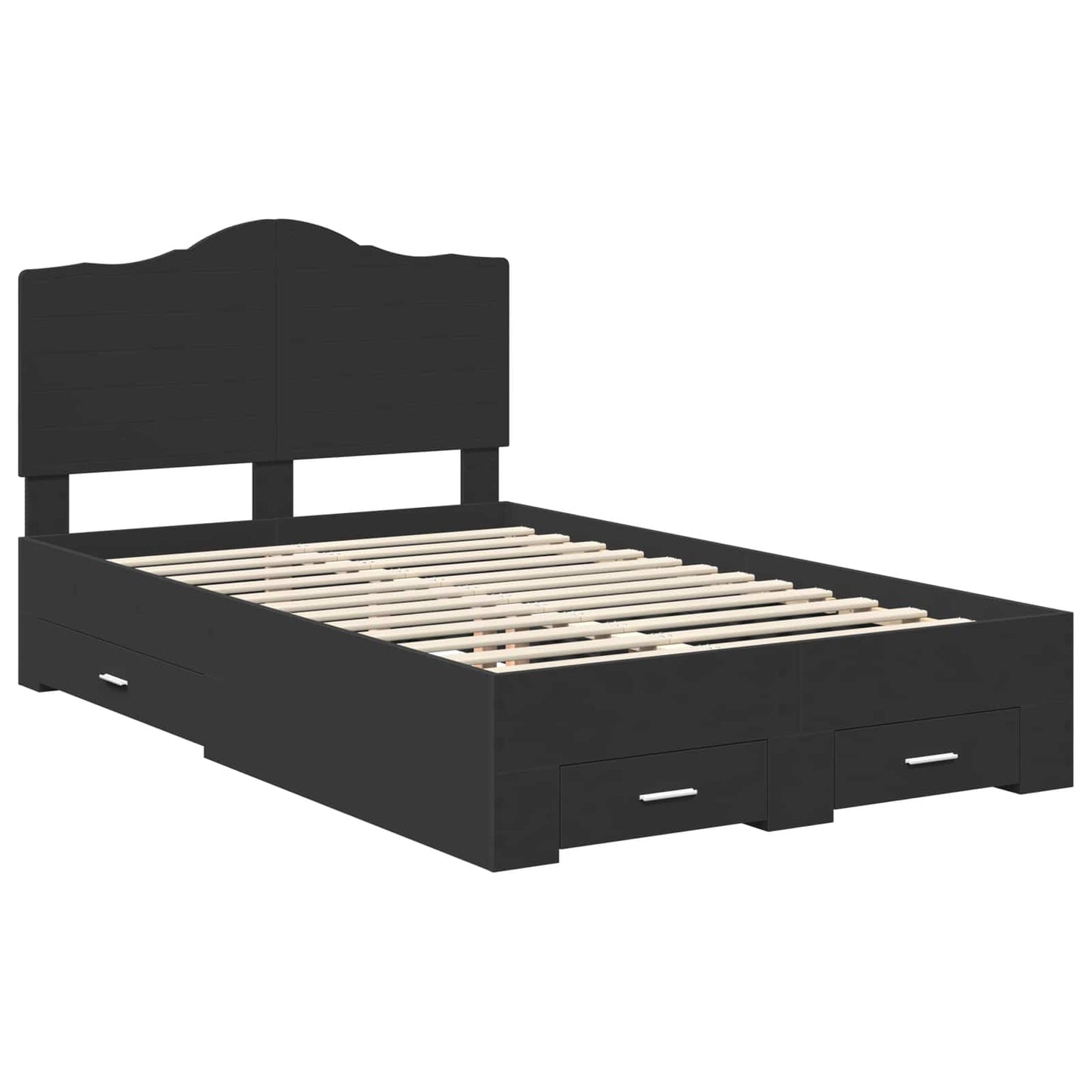 vidaXL Bed Frame with Drawer Black 135 x 190 cm Engineered Wood 4