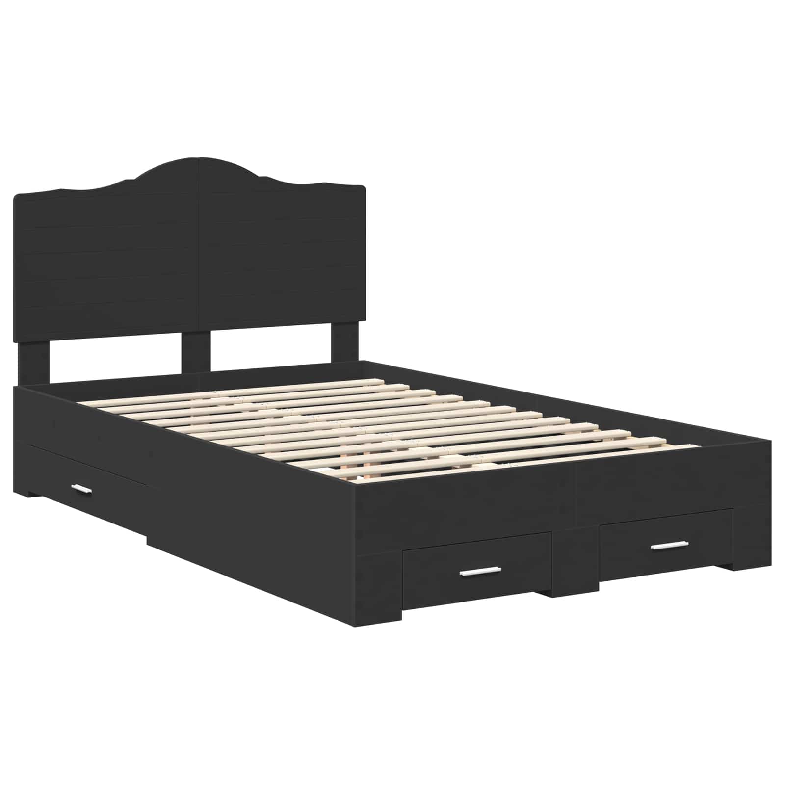 vidaXL Bed Frame with Drawer Black 135 x 190 cm Engineered Wood 4