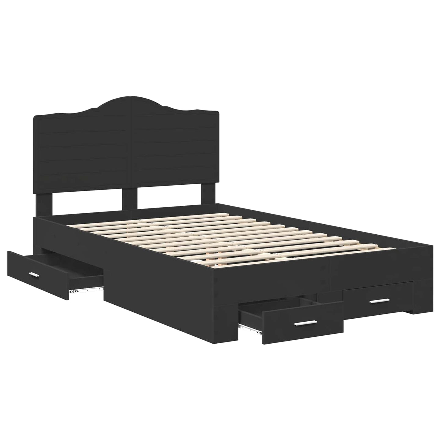 vidaXL Bed Frame with Drawer Black 135 x 190 cm Engineered Wood 5