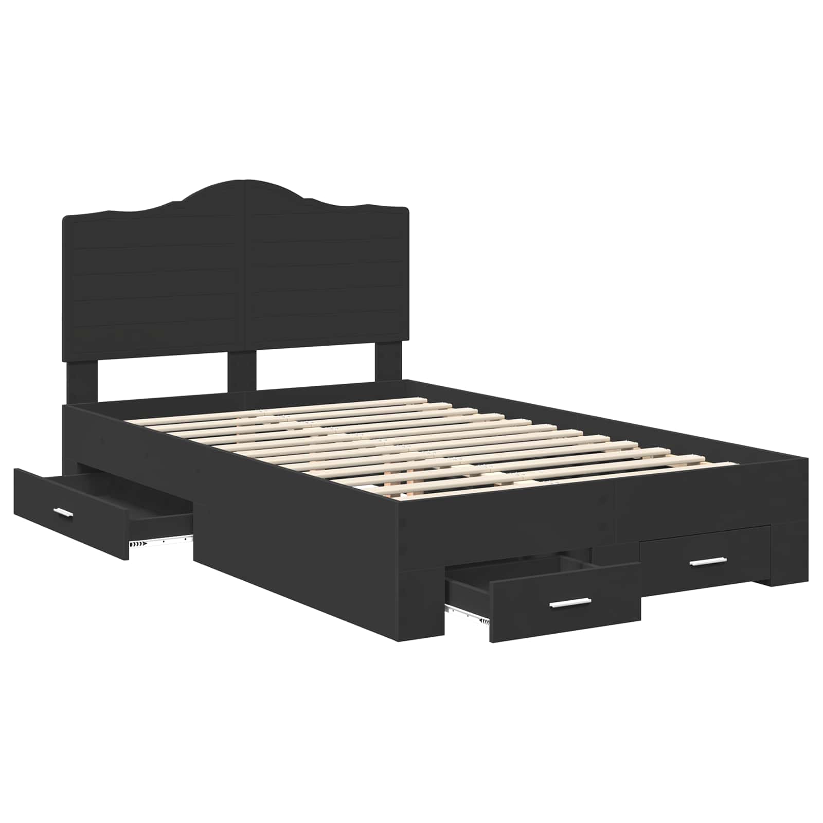 vidaXL Bed Frame with Drawer Black 135 x 190 cm Engineered Wood 5