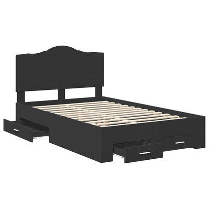 vidaXL Bed Frame with Drawer Black 135 x 190 cm Engineered Wood 5