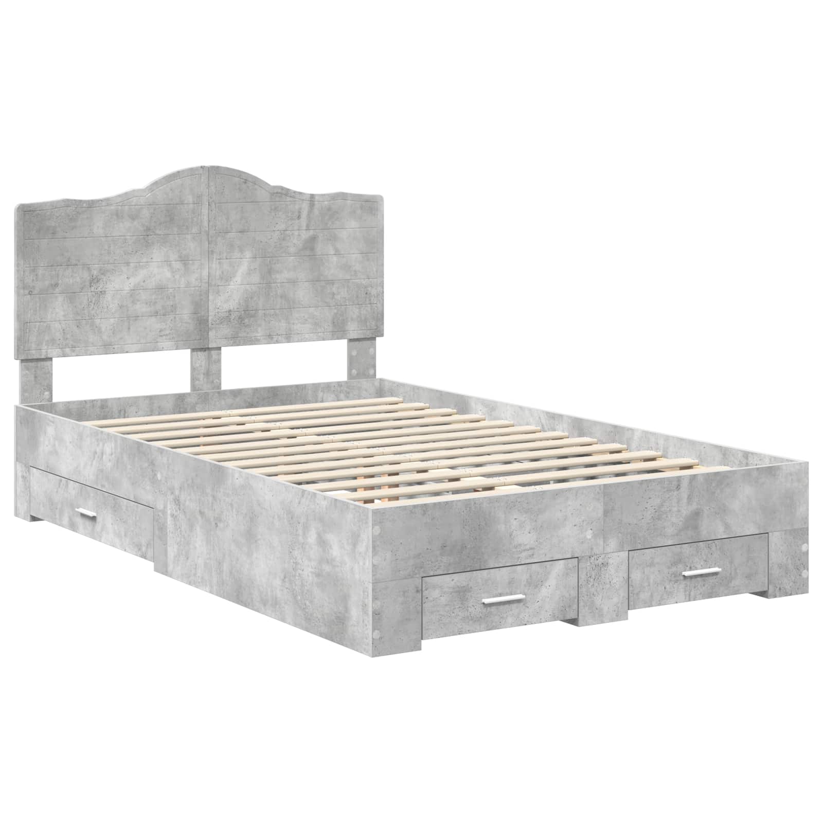vidaXL Bed Frame Concrete Grey 135 x 190 cm Engineered Wood 4