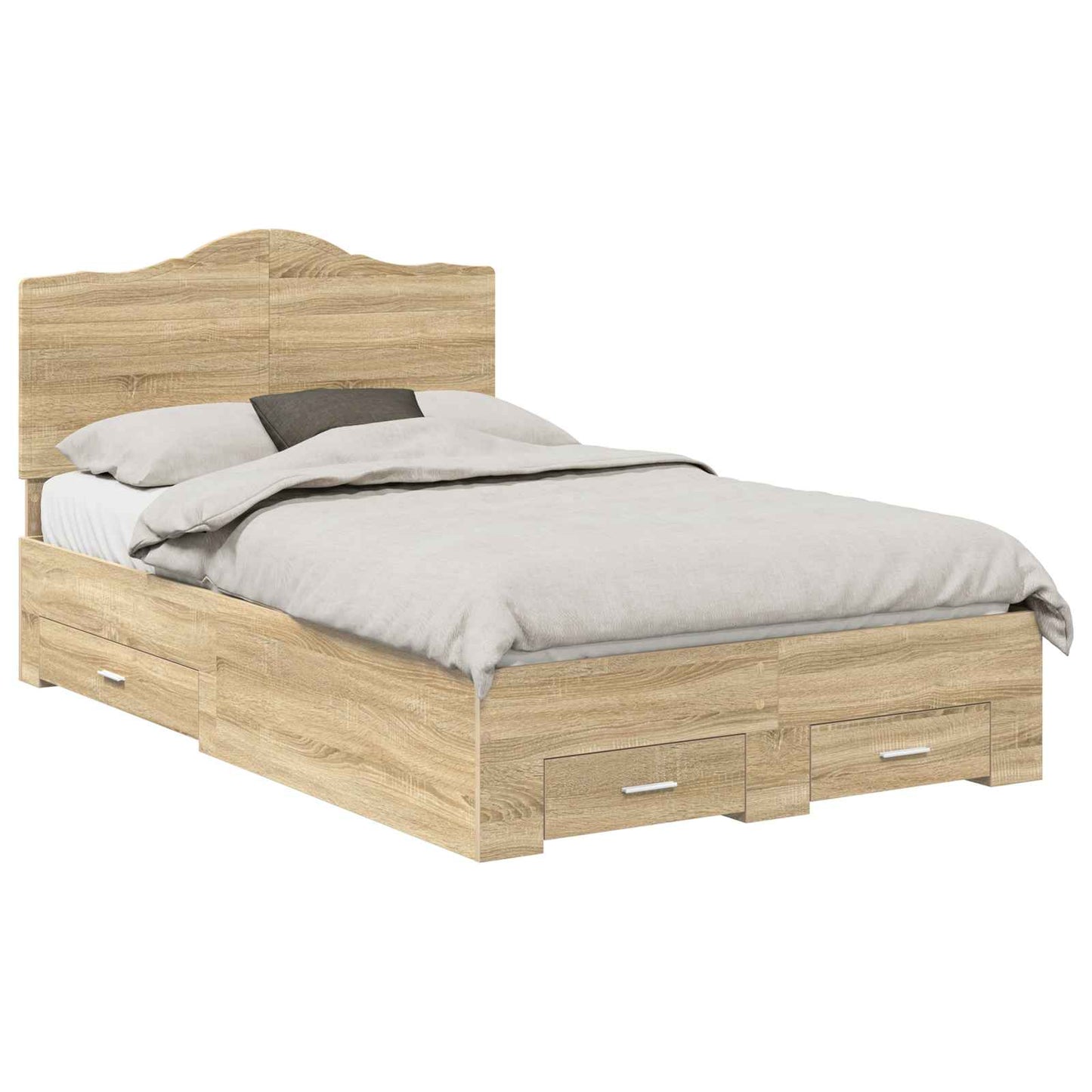 vidaXL Bed Frame with Drawer Sonoma Oak 120 x 200 cm Engineered Wood 2