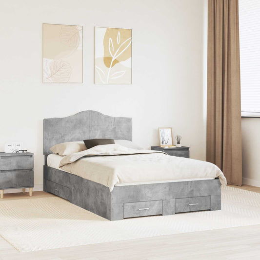 vidaXL Bed Frame Concrete Grey 120 x 200 cm Engineered Wood 1