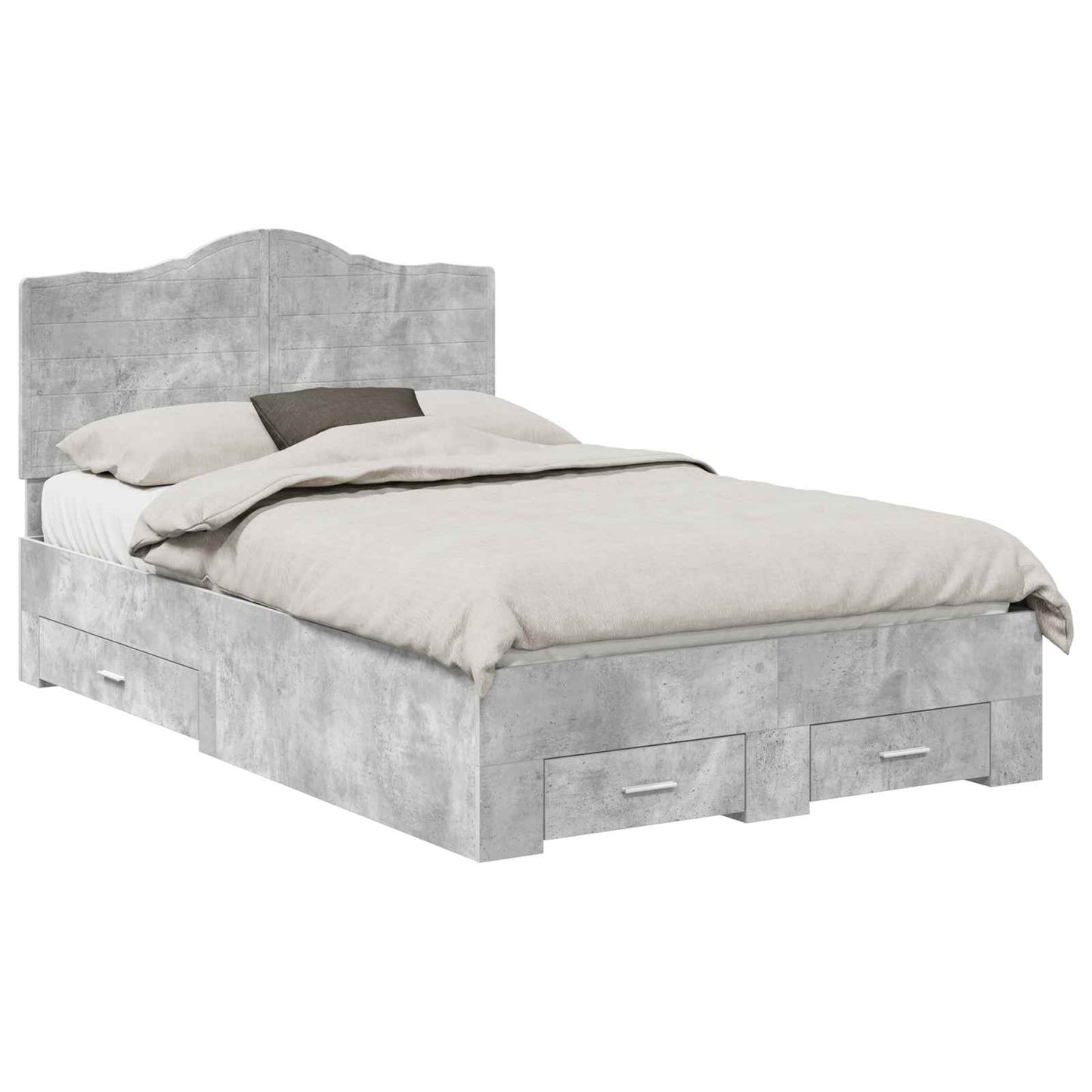 vidaXL Bed Frame Concrete Grey 120 x 200 cm Engineered Wood 2