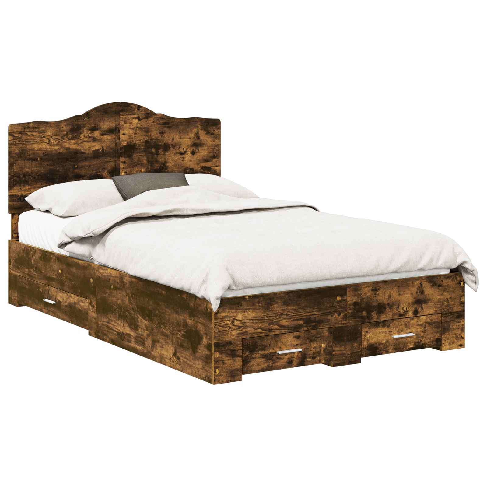 vidaXL Bed Frame with Drawer Smoked Oak 120 x 200 cm Engineered Wood 1