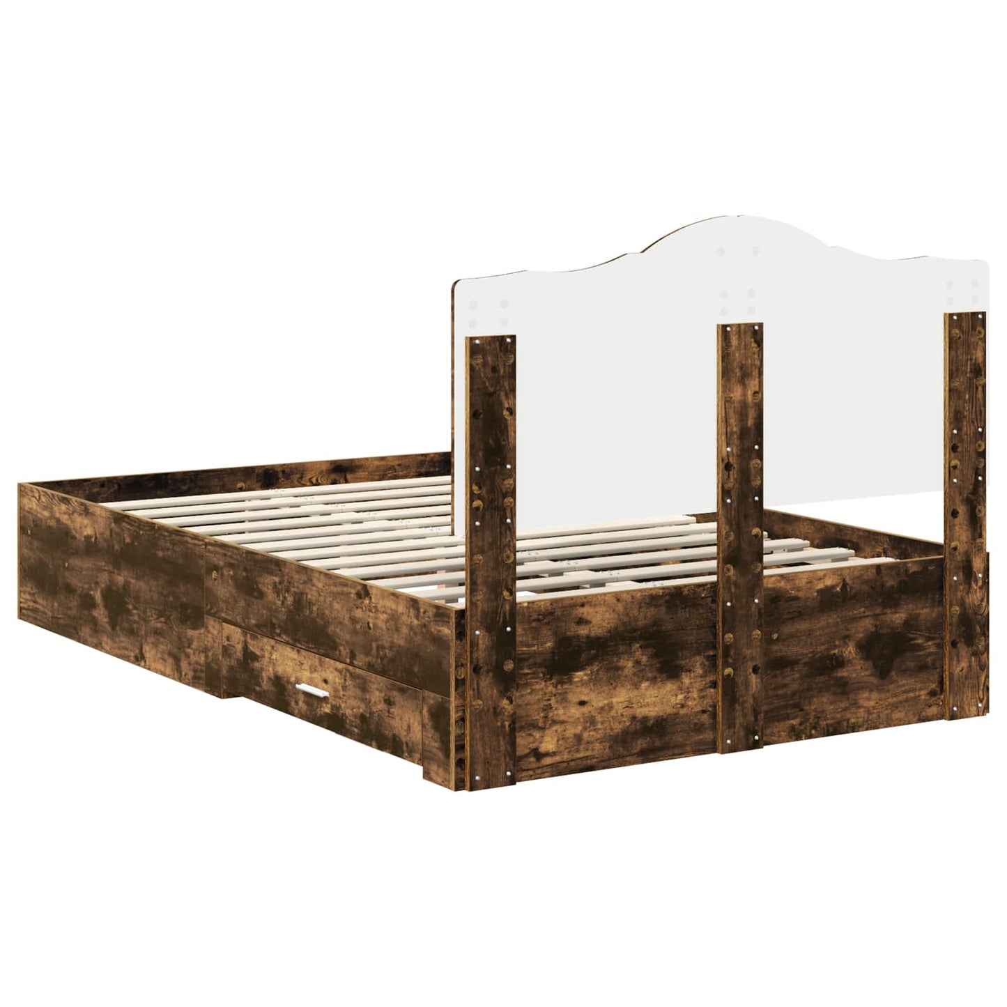 vidaXL Bed Frame with Drawer Smoked Oak 120 x 200 cm Engineered Wood 3
