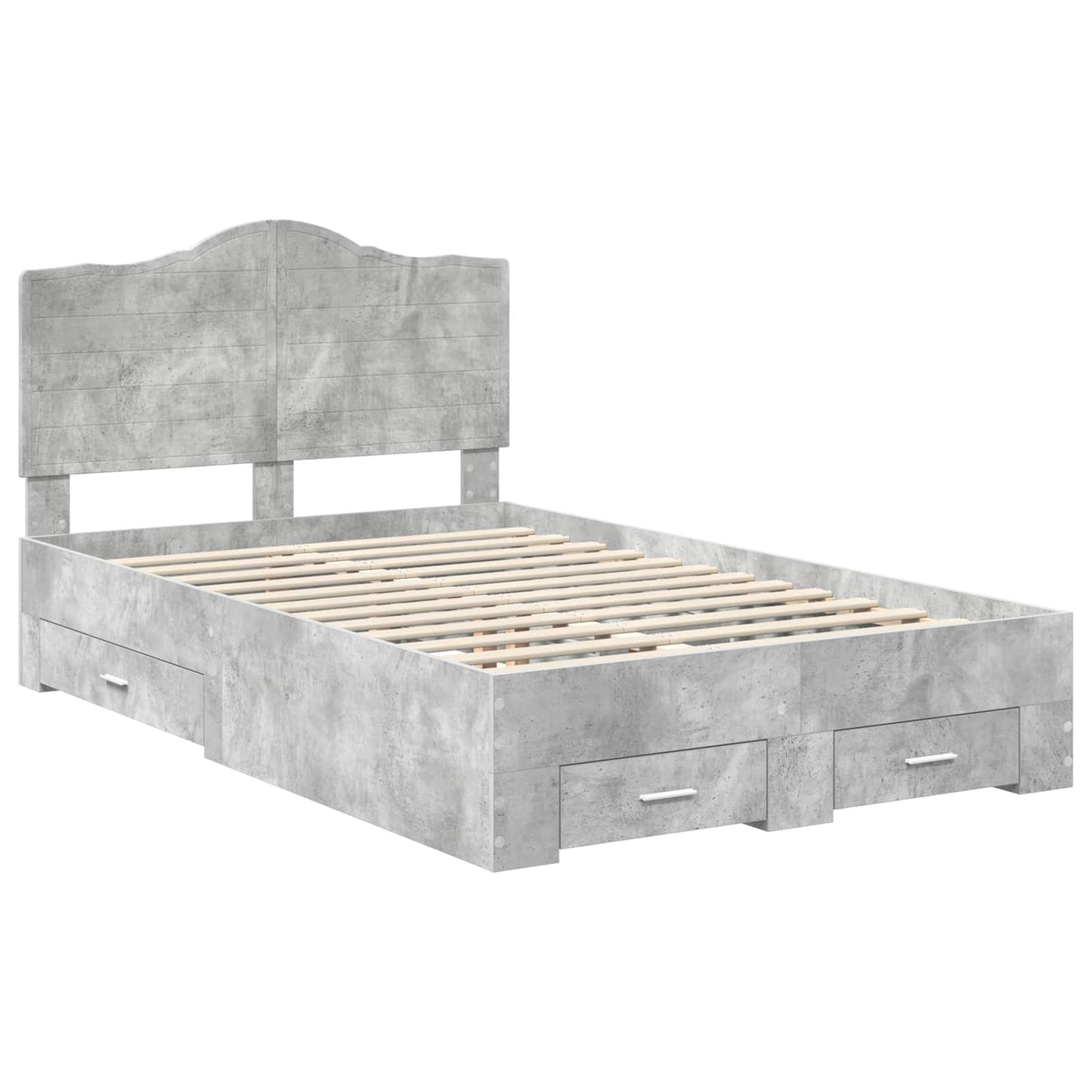 vidaXL Bed Frame Concrete Grey 120 x 190 cm Engineered Wood 4