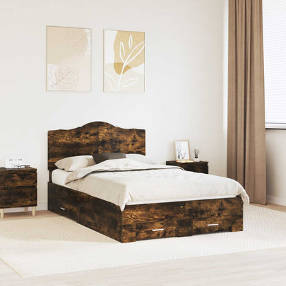 vidaXL Bed Frame with Drawer Smoked Oak 120 x 190 cm Engineered Wood 1