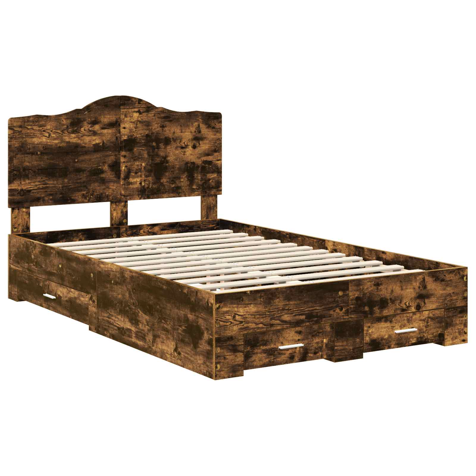 vidaXL Bed Frame with Drawer Smoked Oak 120 x 190 cm Engineered Wood 4