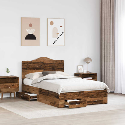 vidaXL Bed Frame with Drawer Old Wood 120 x 190 cm Engineered Wood 3