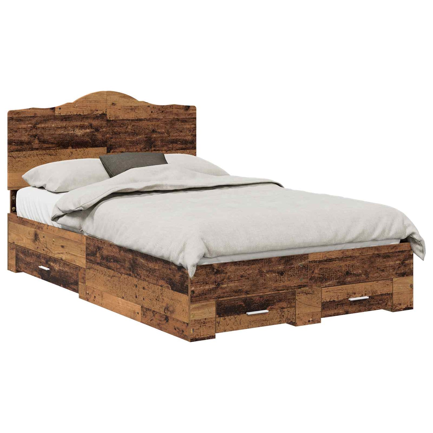 vidaXL Bed Frame with Drawer Old Wood 120 x 190 cm Engineered Wood 2
