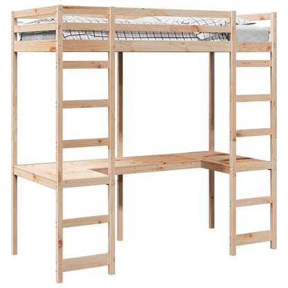 vidaXL Loft Bed Frame Natural 90 x 200 cm Solid Pine Wood 2