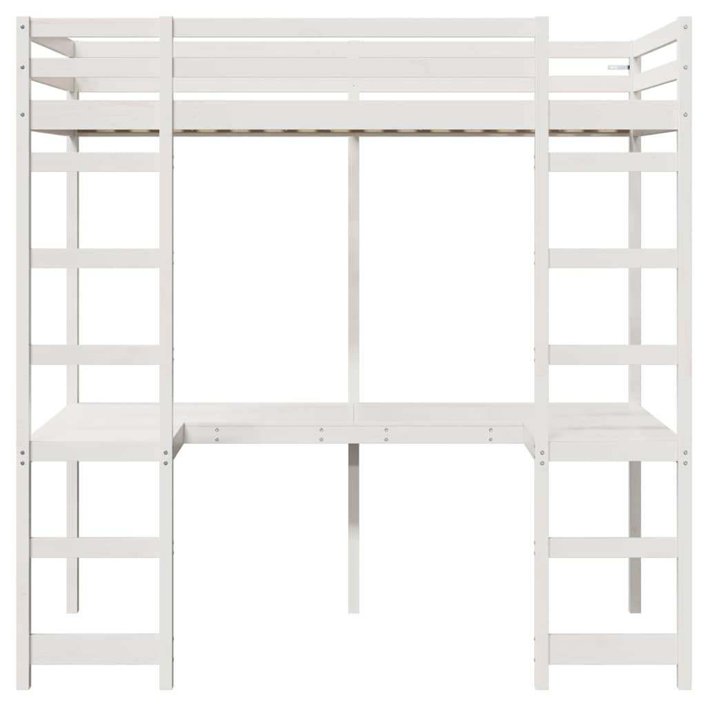 vidaXL Loft Bed Frame White 75 x 190 cm Solid Pine Wood 5