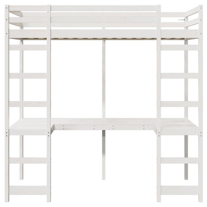 vidaXL Loft Bed Frame White 75 x 190 cm Solid Pine Wood 5