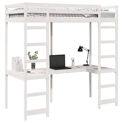 vidaXL Loft Bed Frame White 75 x 190 cm Solid Pine Wood 3
