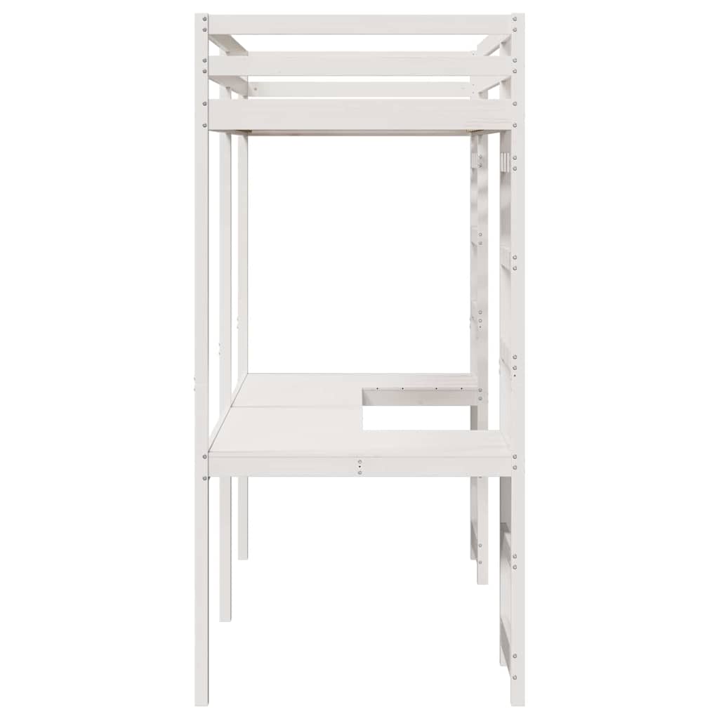vidaXL Loft Bed Frame White 75 x 190 cm Solid Pine Wood 6