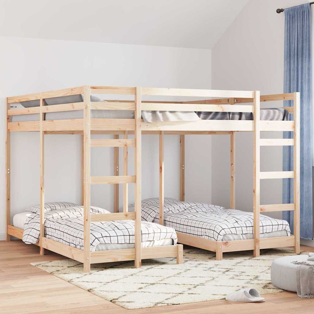 vidaXL Triple Bunk Bed Frame Solid Pine Wood