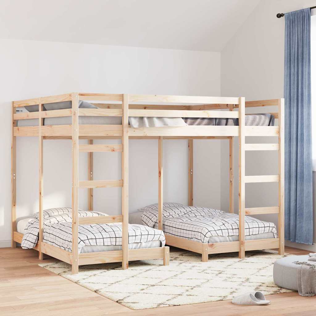 vidaXL Triple Bunk Bed Frame Brown 160 x 200 cm Solid Pine Wood 1
