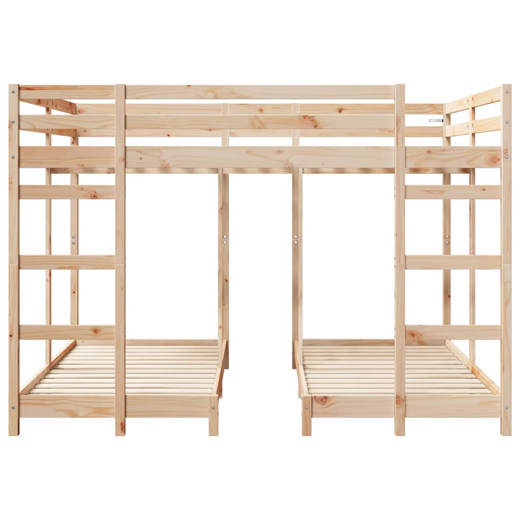 vidaXL Triple Bunk Bed Frame Brown 160 x 200 cm Solid Pine Wood 4