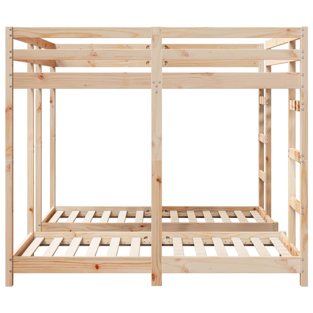 vidaXL Triple Bunk Bed Frame Brown 160 x 200 cm Solid Pine Wood 5