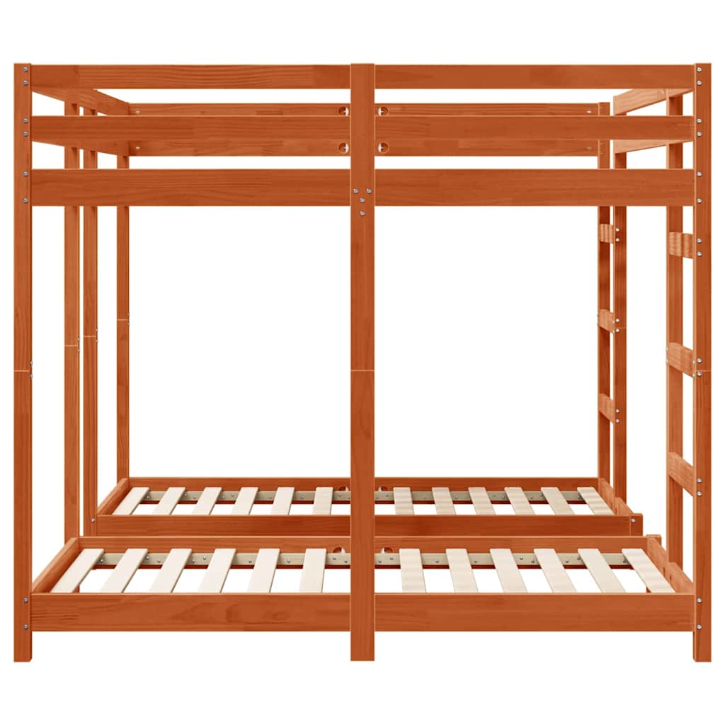 vidaXL Triple Bunk Bed Frame Wax brown 160 x 200 cm Solid Pine Wood 5