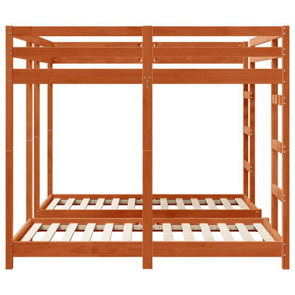vidaXL Triple Bunk Bed Frame Wax brown 160 x 200 cm Solid Pine Wood 5